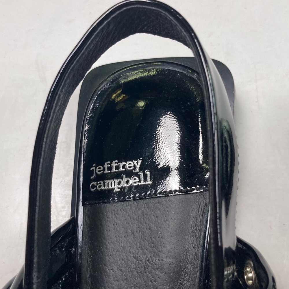NWOT JEFFREY CAMPBELL Deb Patent Black Studded Pointed Toe Buckle Sandal Flat - Picture 9 of 9